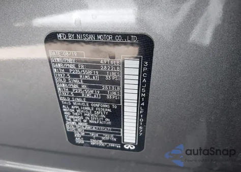 2020 Infiniti Qx50 Luxe z USA, uszkodzony, nr VIN 3PCAJ5M14LF101677